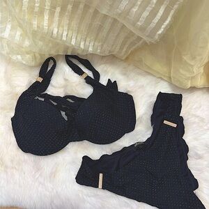 Dolcessa Black & Gold Metallic Bikini Set – Size L